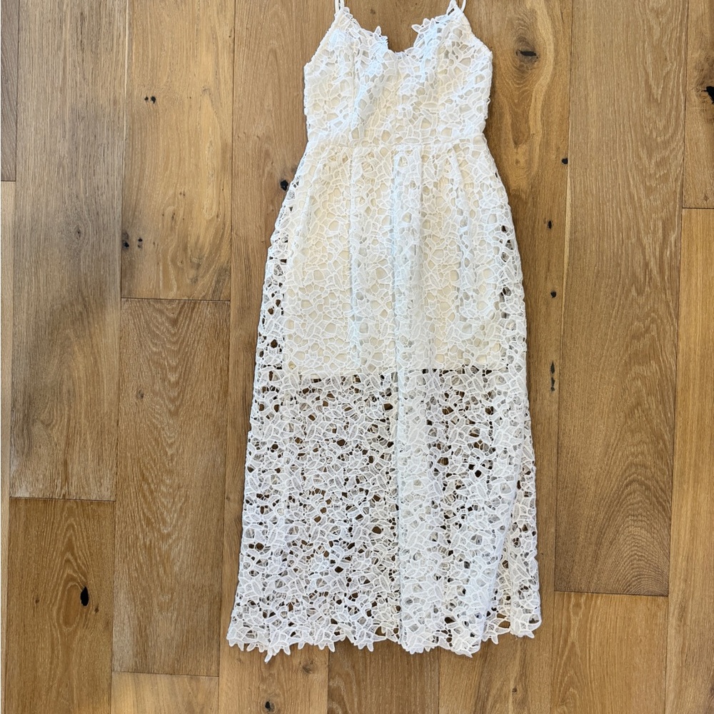 White Lace Midi Dress